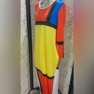 Colorblock Long Sleeve maxi  Dress